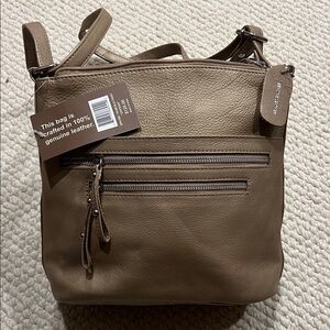 Kim Rogers Genuine Leather Tan/Gold Shoulder Bag